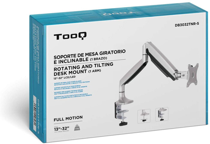 Tooq DB3032TNR-S Soporte de Mesa para Monitor 13-32 Pulgadas Plata
